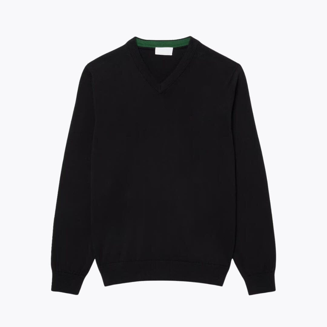 Monochrome Cotton V-Neck Sweater