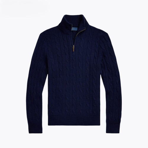 Cable-Knit Cashmere Quarter-Zip Jumper